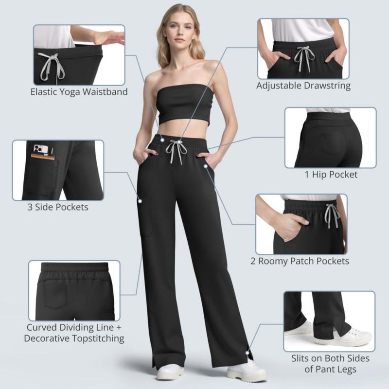 Uniforme médico Dvoliaw para mujer – 9 bolsillos y cintura tipo yoga