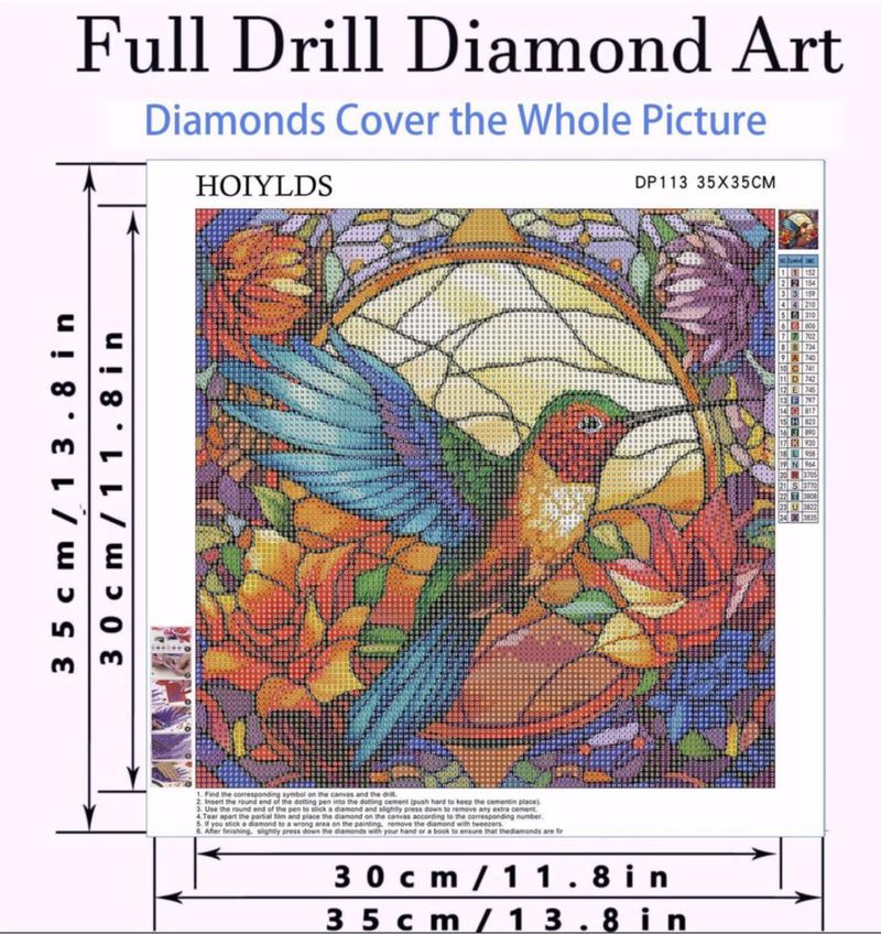 Kit de Pintura de Diamantes HOIYLDS 36 cm Colibrí 5D