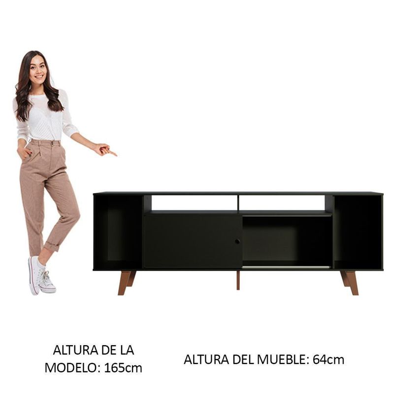 Mueble mesa para tv rack madesa cancun hasta 65" negro