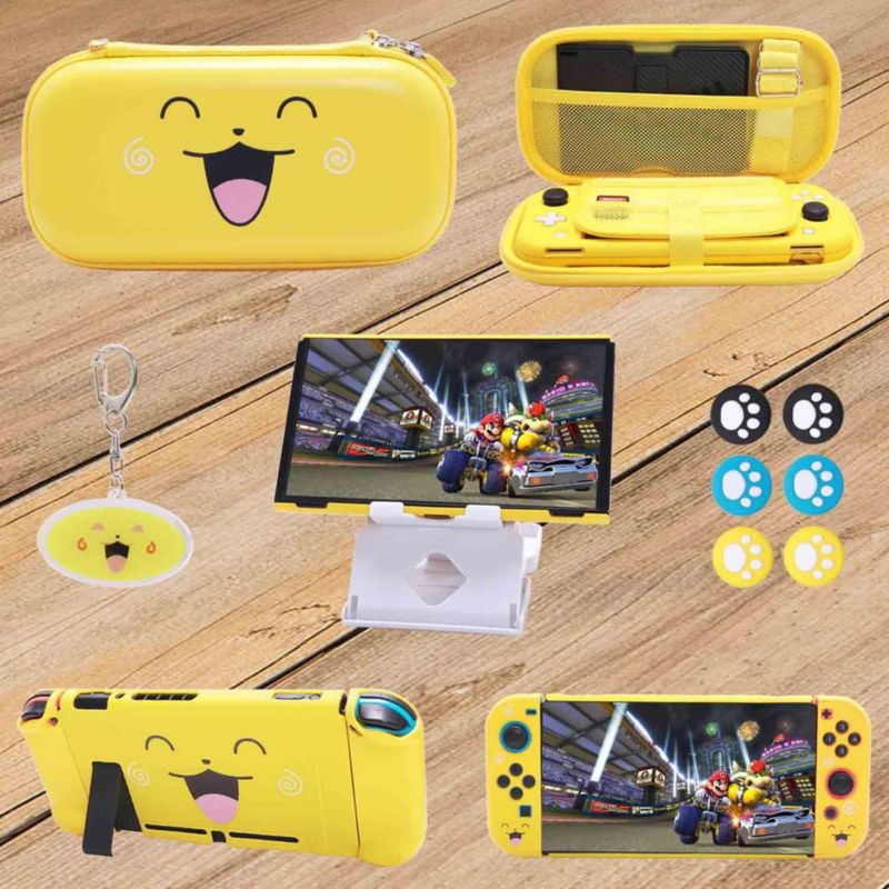 Kit de Accesorios GUTIAL Amarillo Kawaii 11‑en‑1 para Nintendo Switch