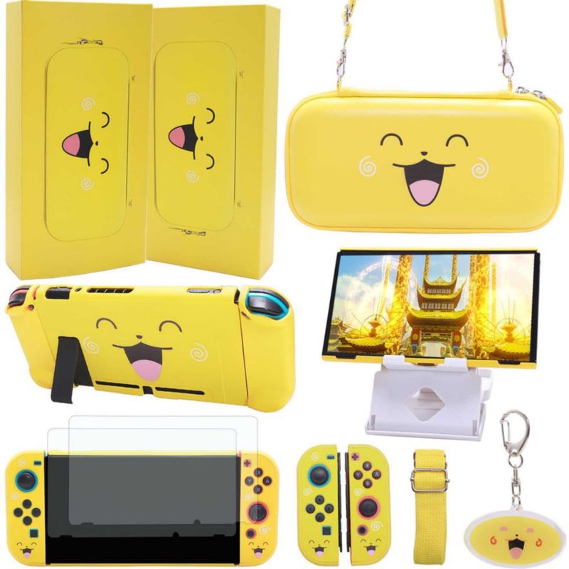 Kit de Accesorios GUTIAL Amarillo Kawaii 11‑en‑1 para Nintendo Switch