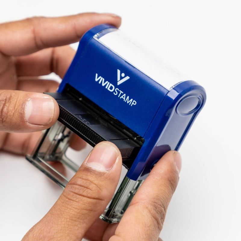 Sello de goma Vivid Stamp Q-200 con tinta azul