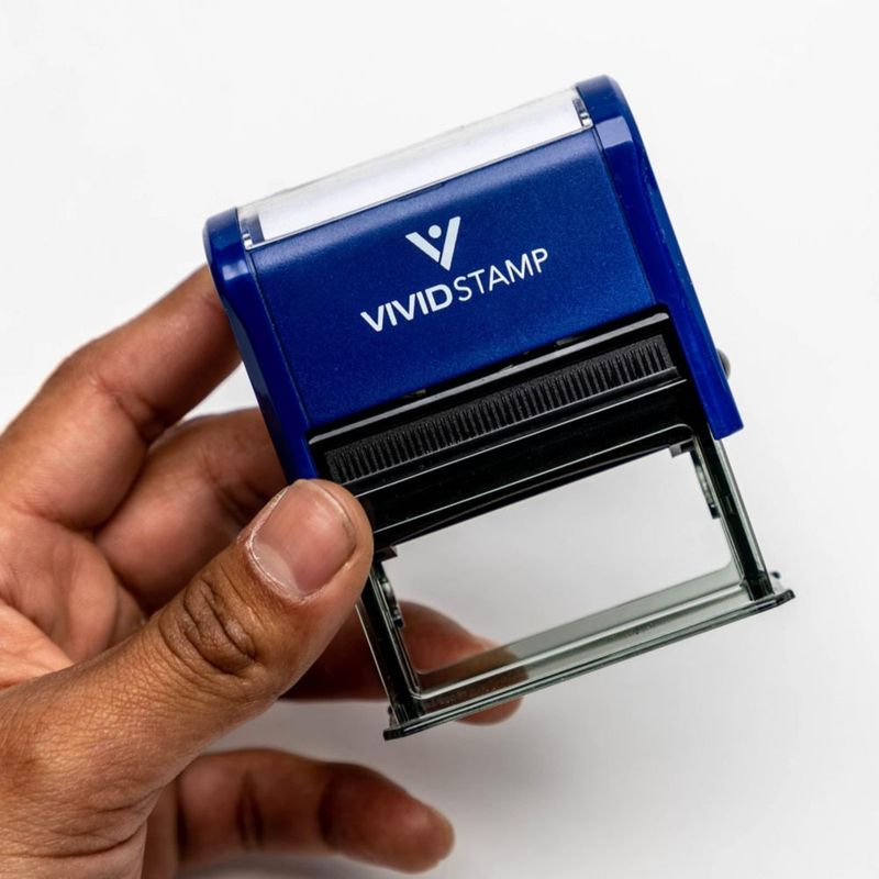 Sello de goma Vivid Stamp Q-200 con tinta azul