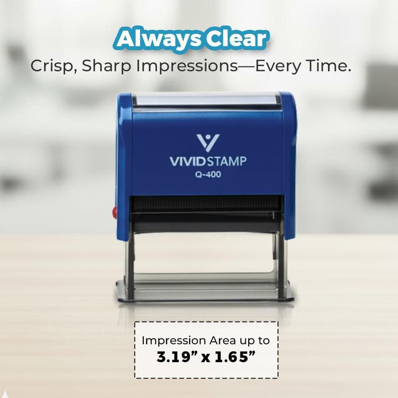 Sello de goma Vivid Stamp Q-200 con tinta azul