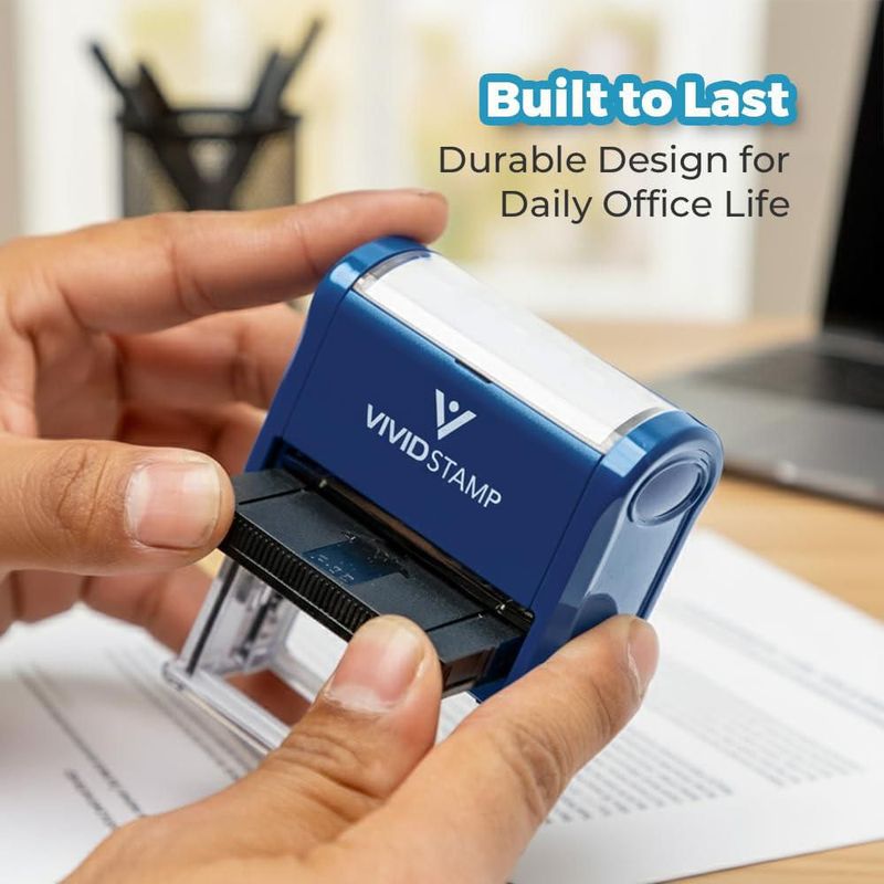 Sello de goma Vivid Stamp Q-200 con tinta azul