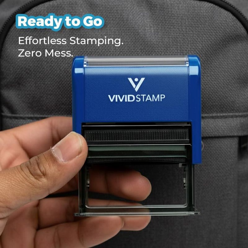 Sello de goma Vivid Stamp Q-200 con tinta azul