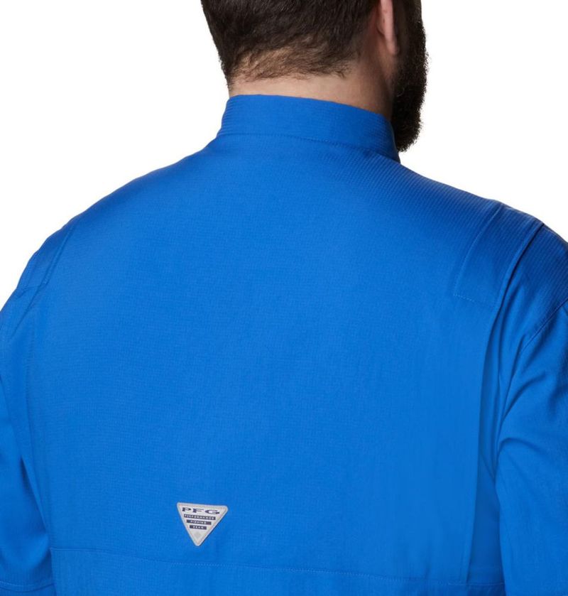 Camisa Columbia PFG Tamiami II Manga Larga Azul Vivo