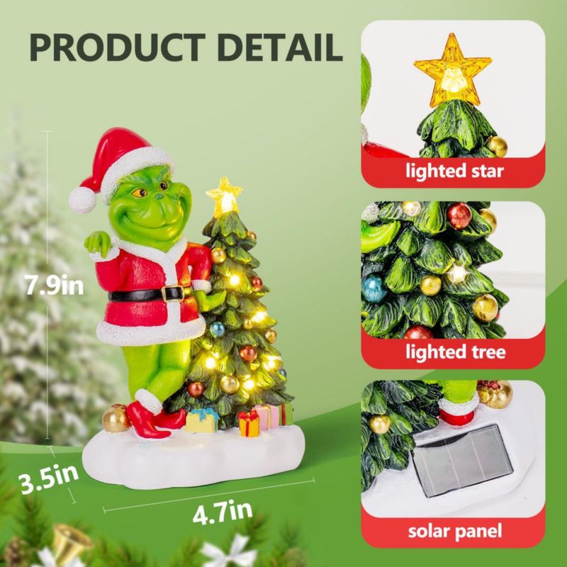 Estatua solar de jardín YDKOJGW monstruo verde con 6 luces LED