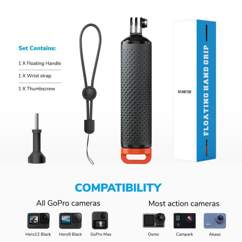 Mango flotante impermeable Sametop de 18 cm para GoPro