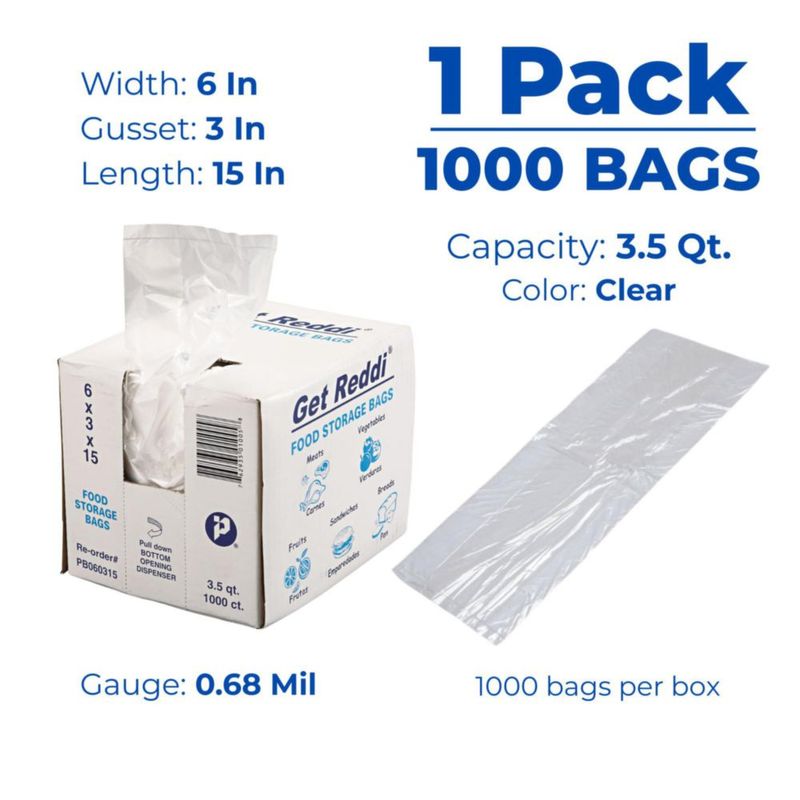 Bolsa de Polietileno Inteplast 3.5 qt 38 cm x 15 cm x 8 cm (1000 unidades)