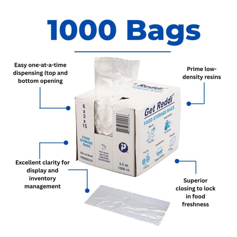 Bolsa de Polietileno Inteplast 3.5 qt 38 cm x 15 cm x 8 cm (1000 unidades)