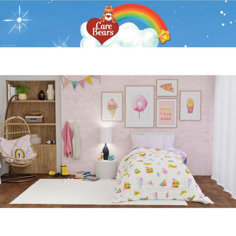 Juego de ropa de cama Franco Twin Care Bears Snacks de comida – 5 piezas