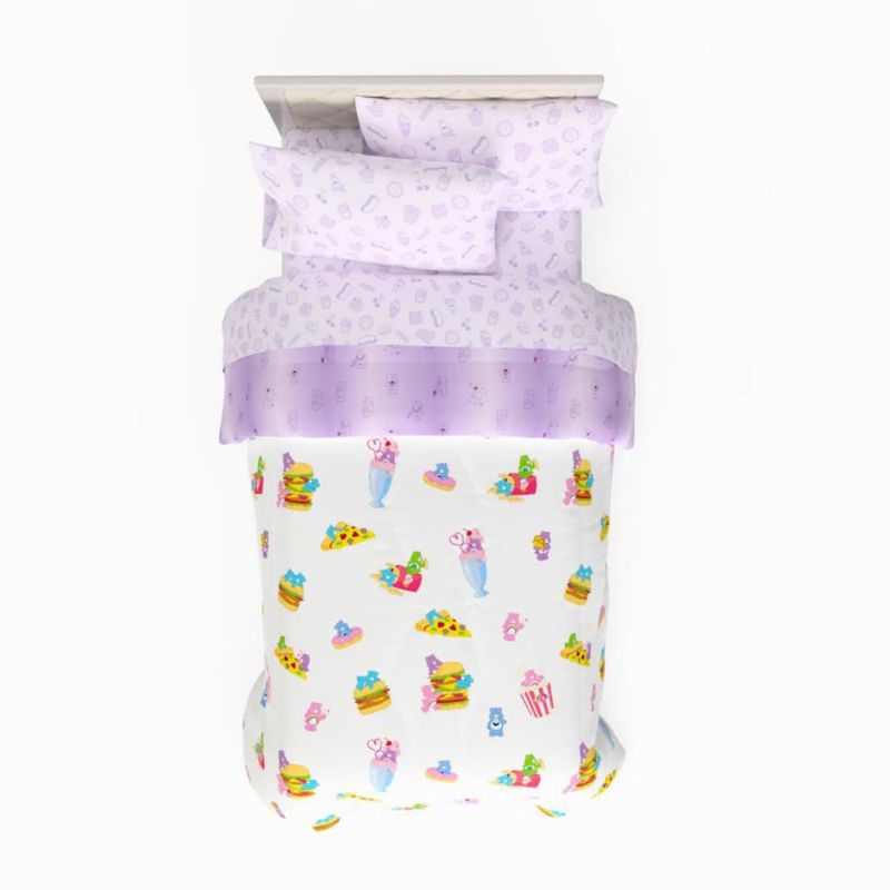 Juego de ropa de cama Franco Twin Care Bears Snacks de comida – 5 piezas