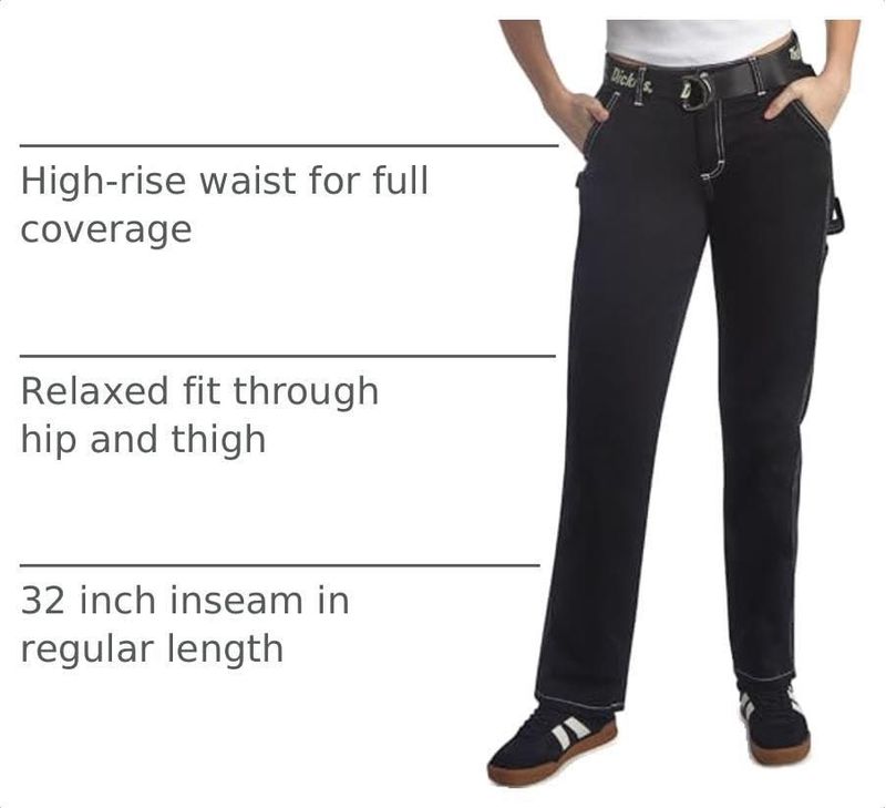 PANTALONES Dickies Mujer Estilo Carpintero Pierna Recta 32"
