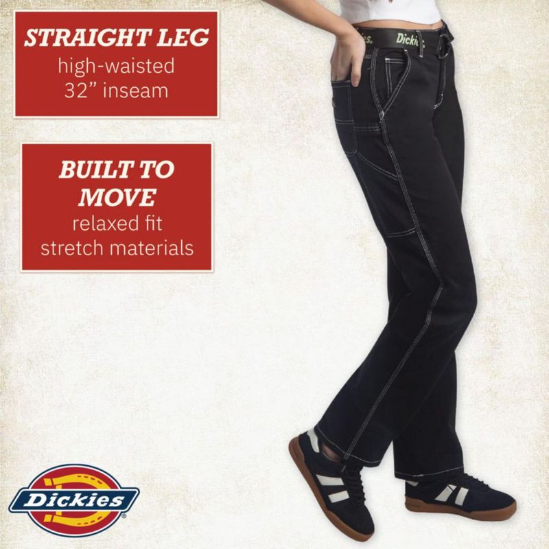 PANTALONES Dickies Mujer Estilo Carpintero Pierna Recta 32"