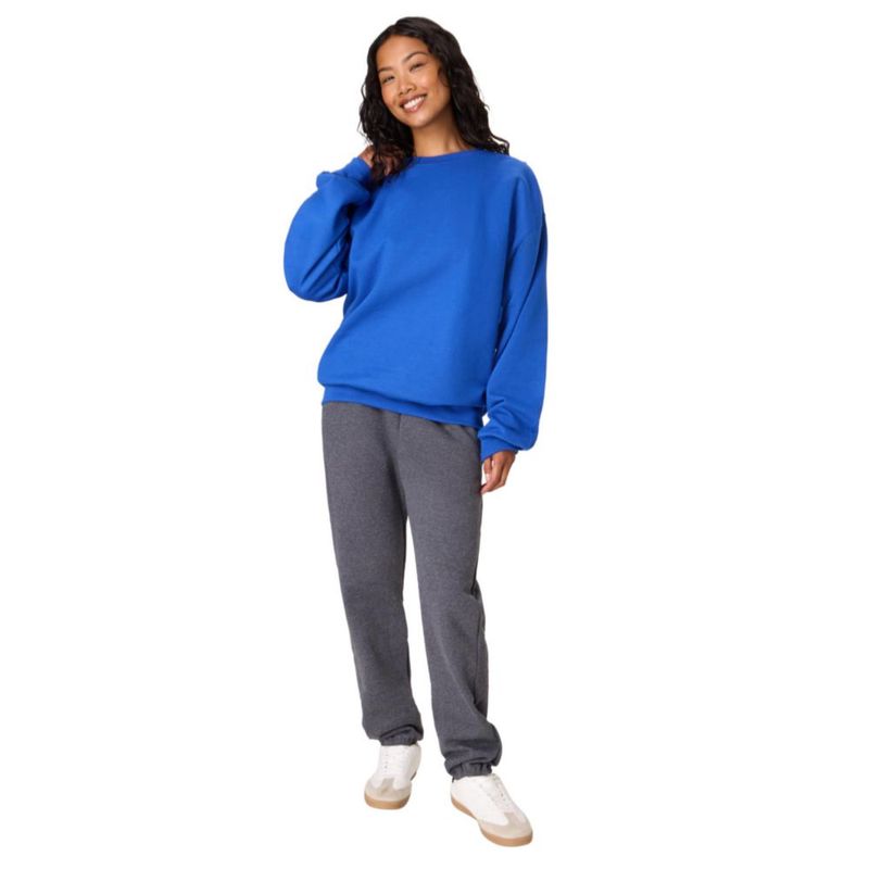 Sudadera Hanes de forro polar cuello redondo talla S color azul real profundo