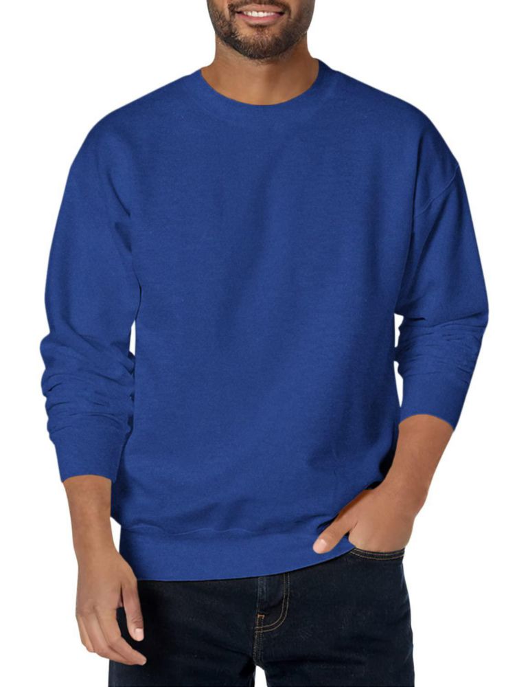 Sudadera Hanes de forro polar cuello redondo talla S color azul real profundo