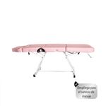 Silla Cama para Faciales y Masaje Lenivé con Banco, Respaldo y Reposapiernas Ajustables, Estructura de Acero, Rosa