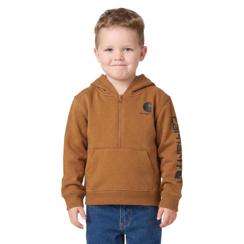 Sudadera Carhartt para bebé niño 3 meses color marrón con medio cierre