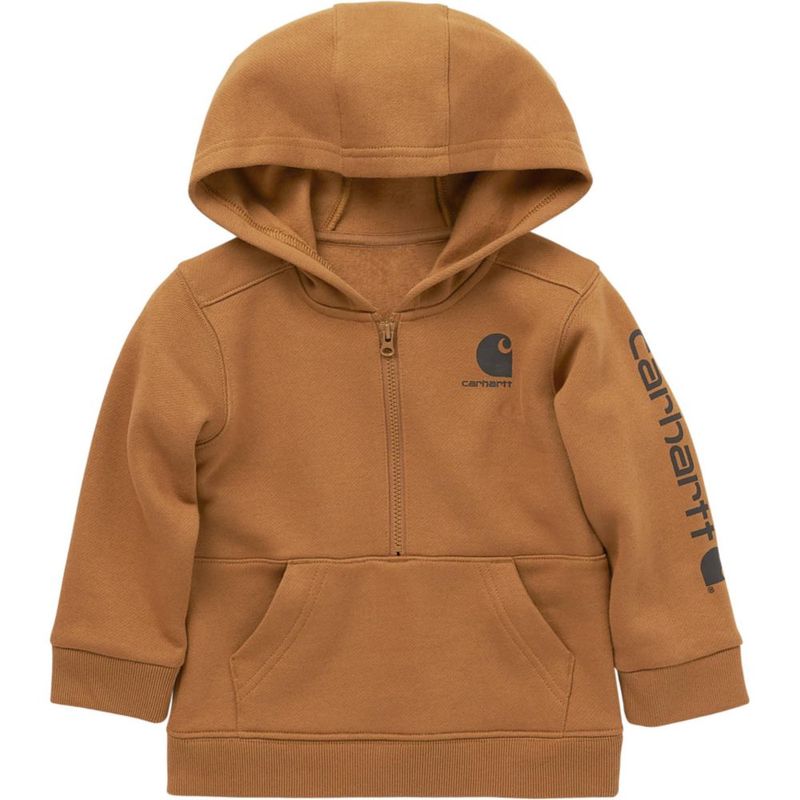 Sudadera Carhartt para bebé niño 3 meses color marrón con medio cierre