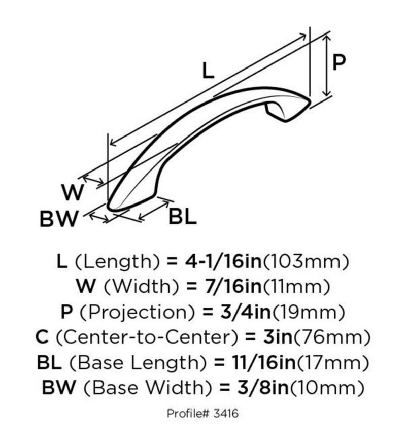 Tirador de Cajón Amerock 76 cm Arco Latón Pulido