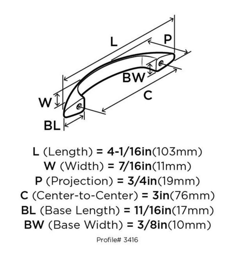 Tirador de Cajón Amerock 76 cm Arco Latón Pulido
