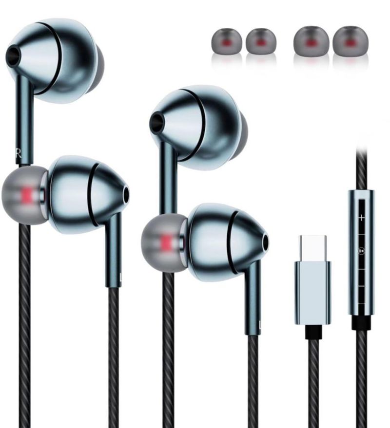 Auriculares MAXAUX USB-C paquete de 2 gris con cancelación de ruido