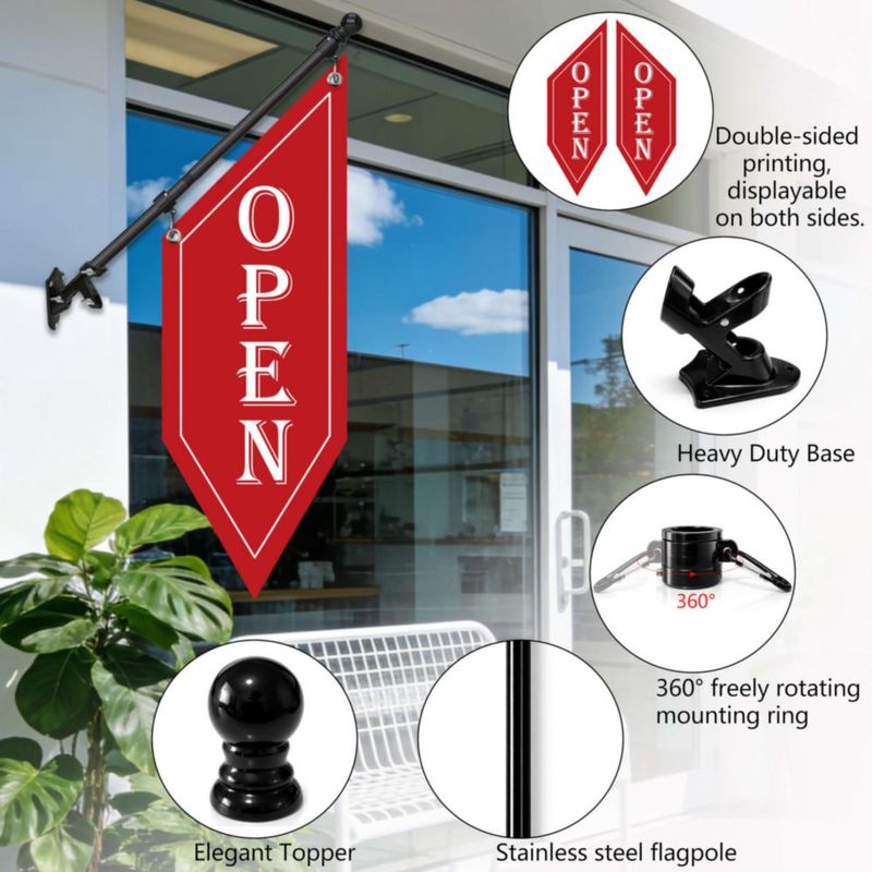 Banner HANVIDA rojo de 81 cm – Kit de letrero ABIERTO de doble cara
