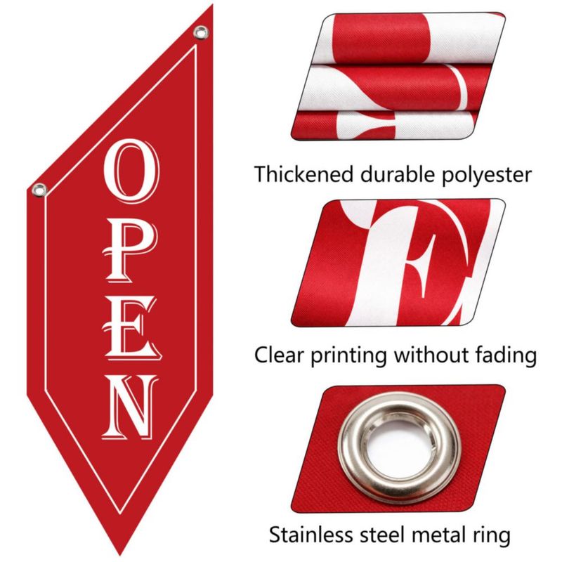 Banner HANVIDA rojo de 81 cm – Kit de letrero ABIERTO de doble cara