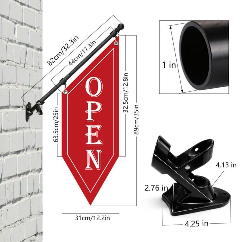 Banner HANVIDA rojo de 81 cm – Kit de letrero ABIERTO de doble cara