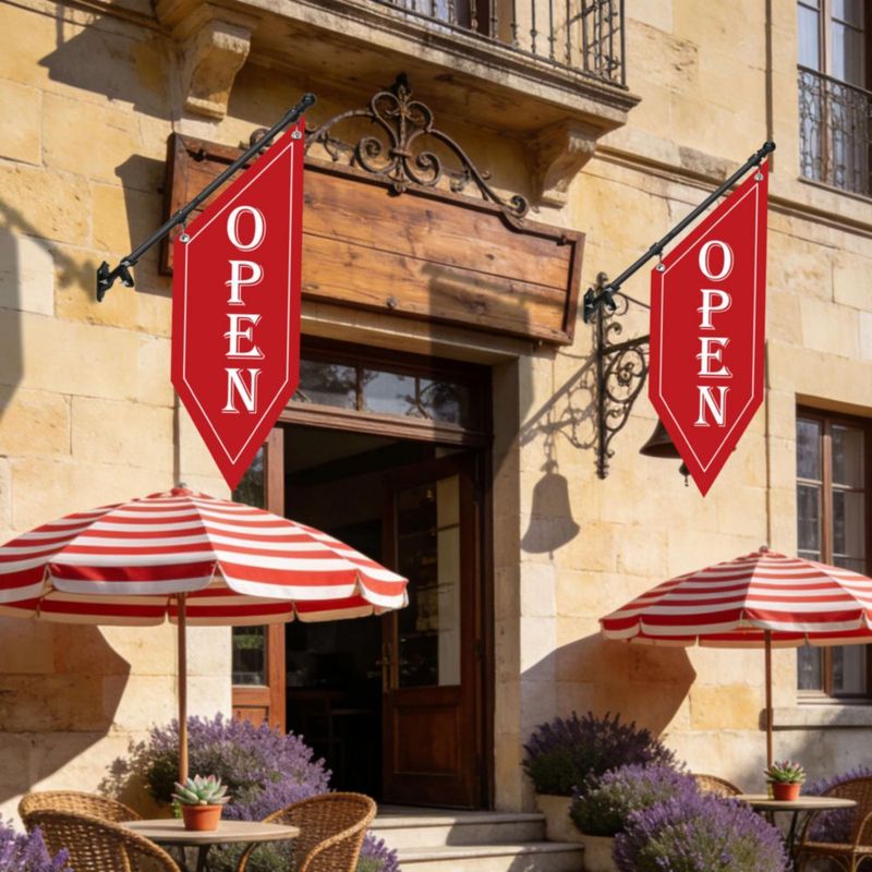 Banner HANVIDA rojo de 81 cm – Kit de letrero ABIERTO de doble cara