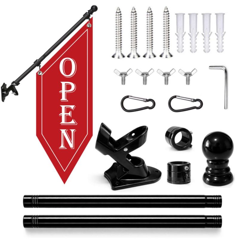 Banner HANVIDA rojo de 81 cm – Kit de letrero ABIERTO de doble cara