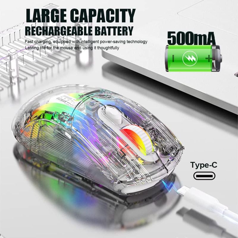 Ratón Attoe Inalámbrico RGB 2400 DPI Doble Modo USB