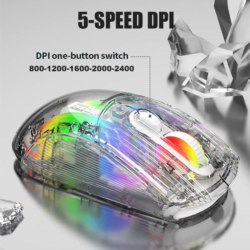 Ratón Attoe Inalámbrico RGB 2400 DPI Doble Modo USB