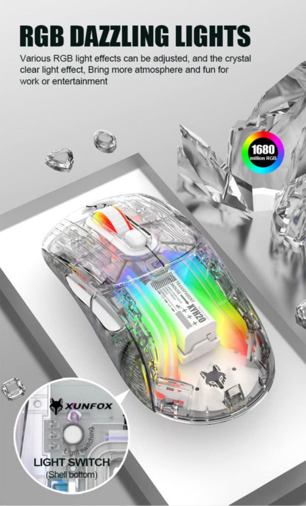 Ratón Attoe Inalámbrico RGB 2400 DPI Doble Modo USB