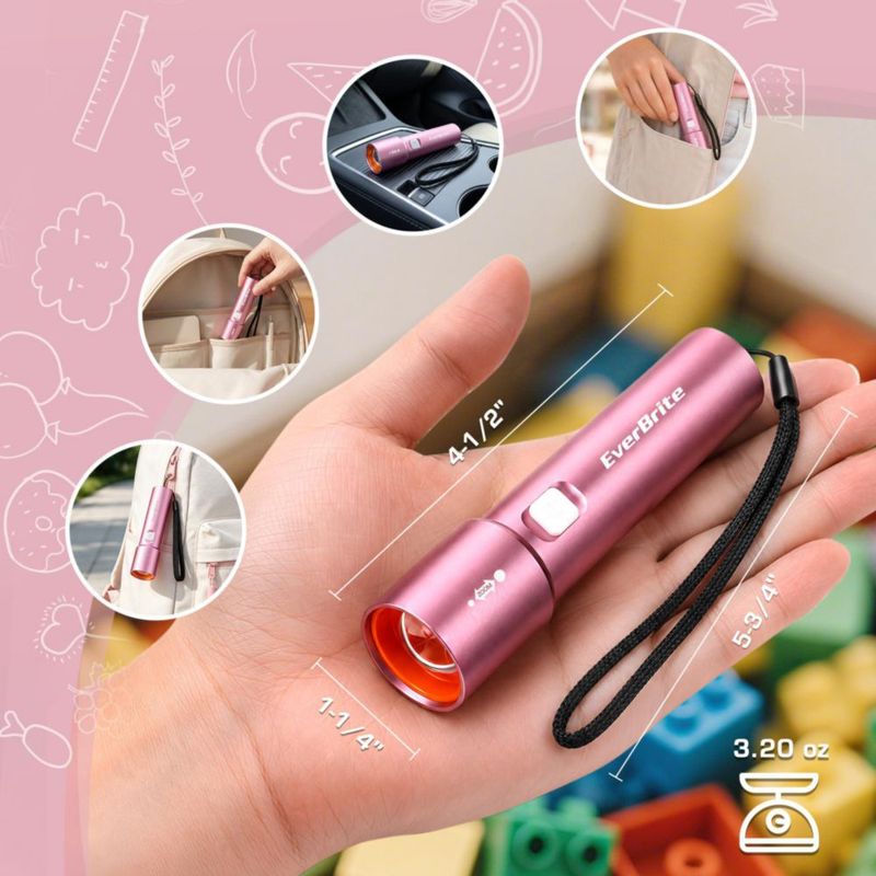 Linterna EverBrite Rosa Pastel Recargable USB‑C 90 g