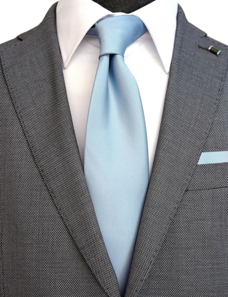 Corbata y Pañuelo de Bolsillo ZENXUS 8 cm Azul Polvo