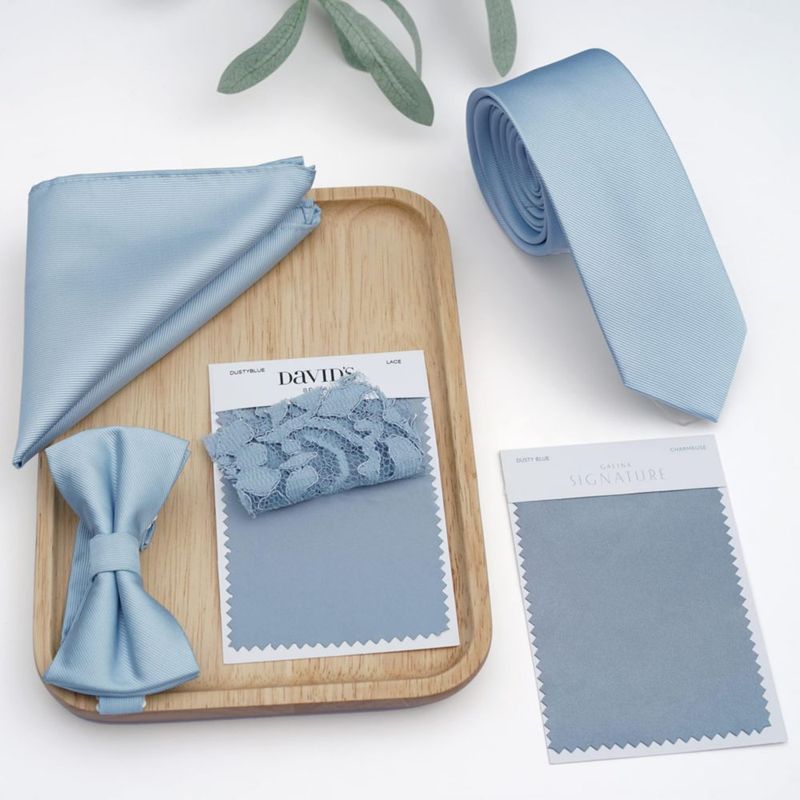 Corbata y Pañuelo de Bolsillo ZENXUS 8 cm Azul Polvo