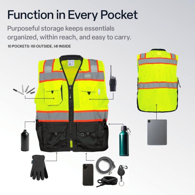 Chaleco de seguridad Global Glove Grande 10 bolsillos alta visibilidad