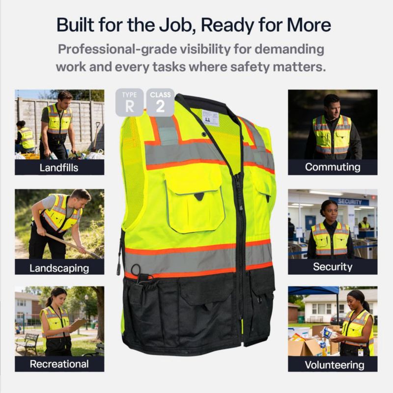 Chaleco de seguridad Global Glove Grande 10 bolsillos alta visibilidad