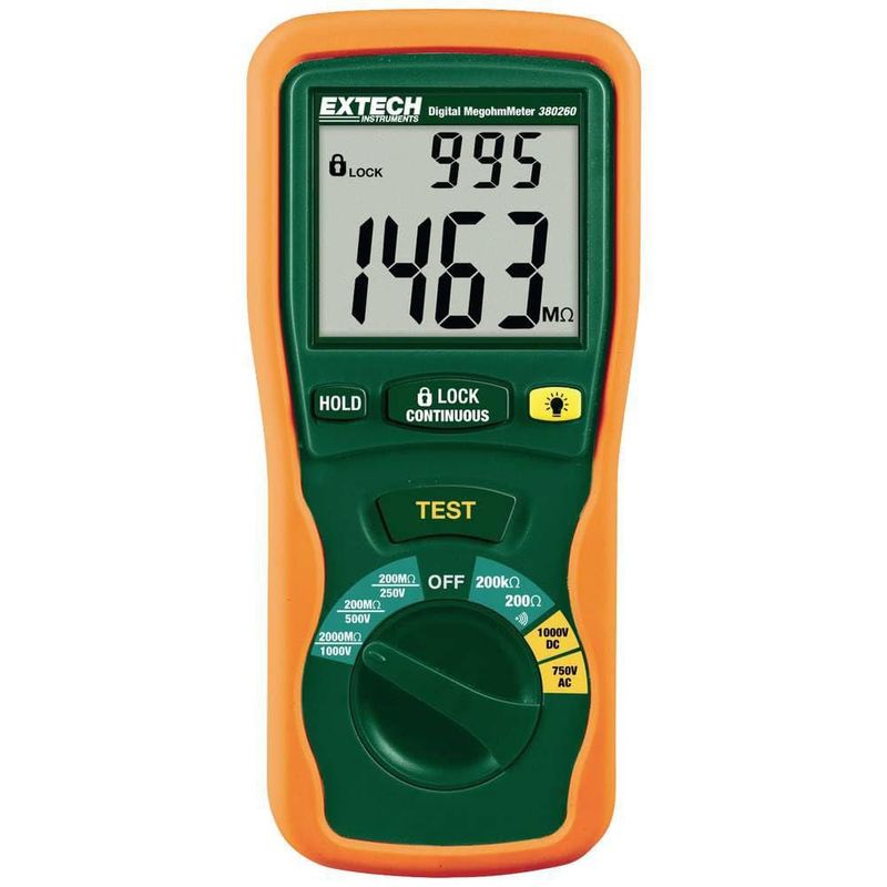 Probador de Aislamiento Digital Extech 250/500/1000 V Autorango
