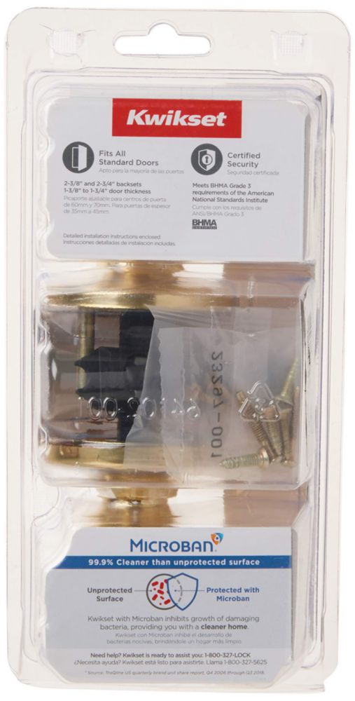 Pomo de puerta Kwikset para interior de casa móvil pasillo latón pulido