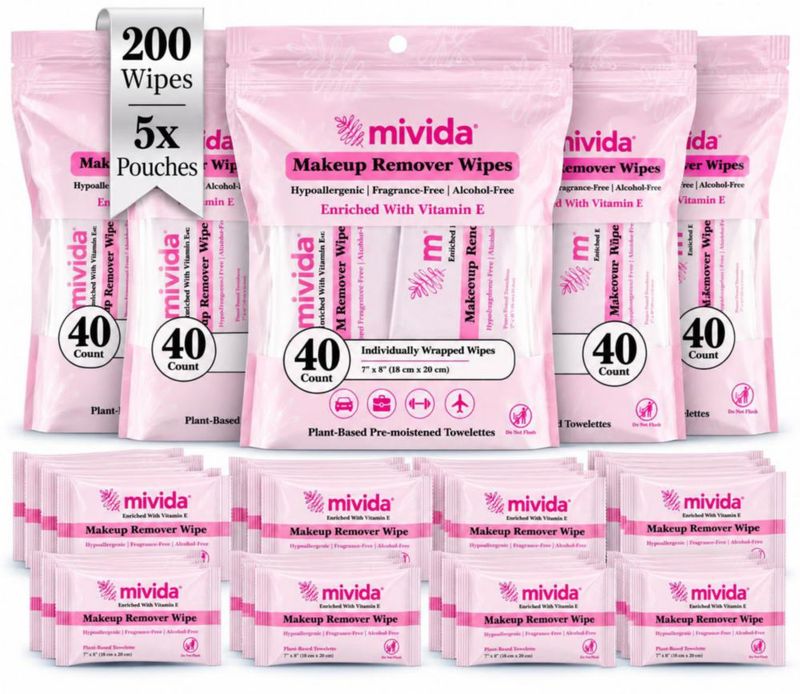 Toallitas desmaquillantes mivida 200 uds Vitamina E sin alcohol
