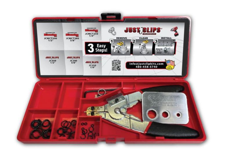 Kit de Herramientas Just Clips con Alicates de Crimpado para Anillos de Retención 1/4" 3/8" 1/2"
