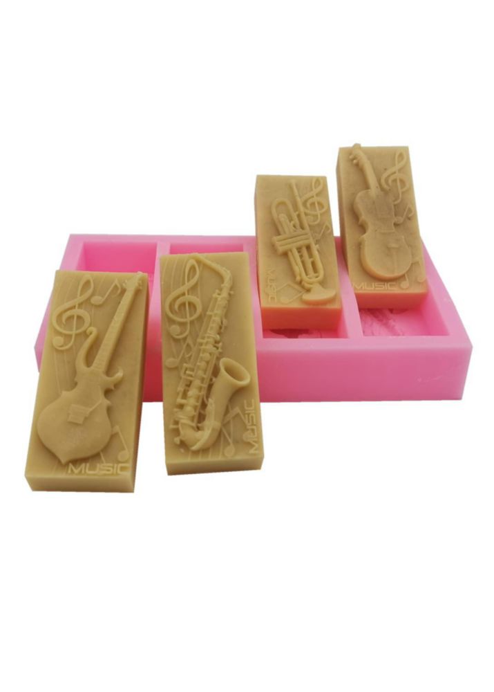 Molde de Silicona para Jabón Redxin Mold 100 g Rosa con Diseño Musical