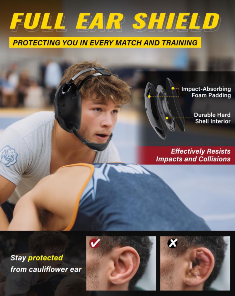 Protector de cabeza de lucha Trymaker para jóvenes con copa de mentón