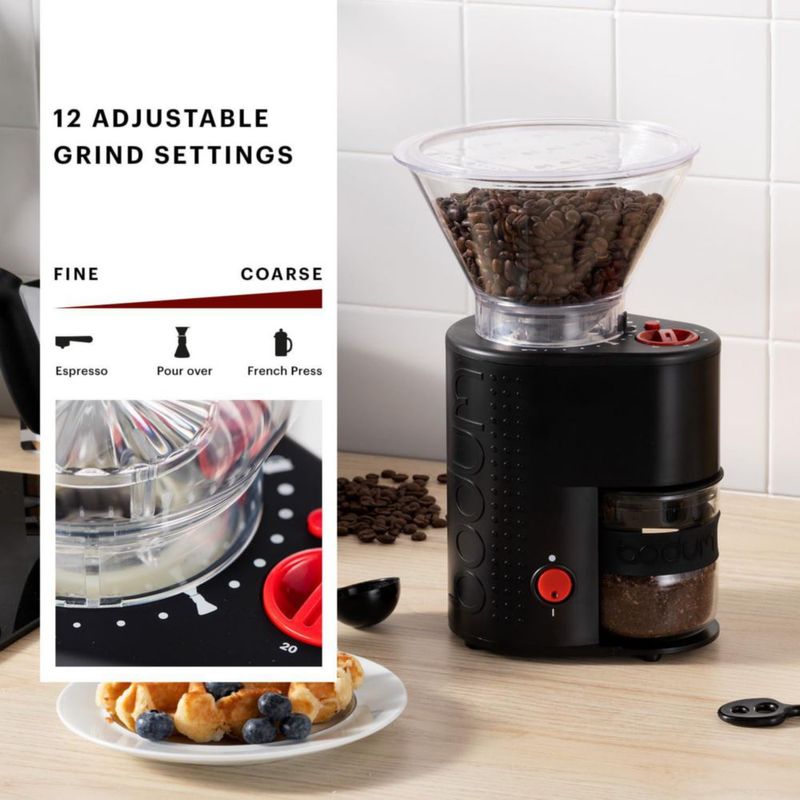 Molino de café Bodum Bistro eléctrico de muelas cónicas 12 ajustes