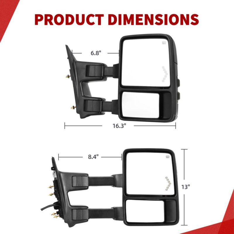 Espejo de Remolque YITAMOTOR para Ford F250‑F550 (2008‑2016)
