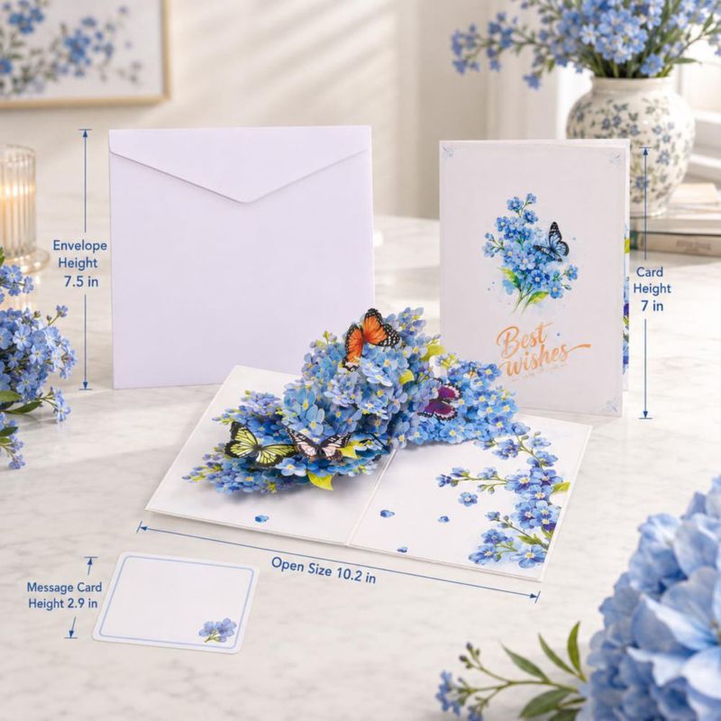 Tarjeta de felicitación Joyvine 3D Pop‑up mariposa y flor
