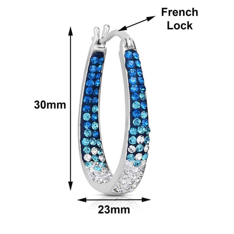 Pendientes de aro con cristales azul claro y blanco Savlano